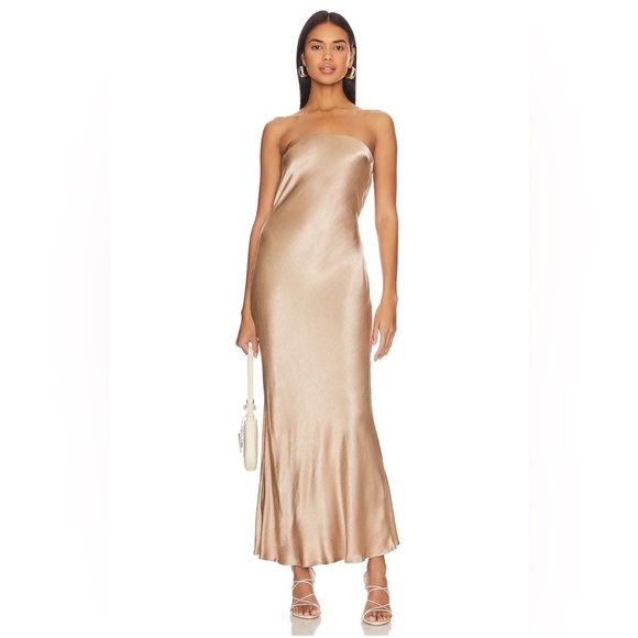Bec + Bridge Moon Dance Strapless Dress in Golden Size 4
